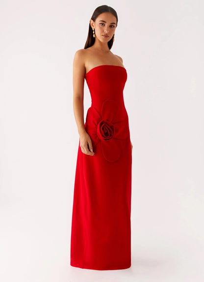 Hilton Strapless Maxi Dress - Red