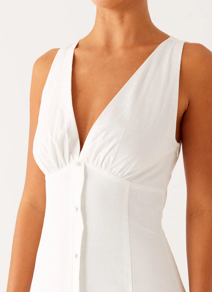 Tamsin Linen Maxi Dress - White