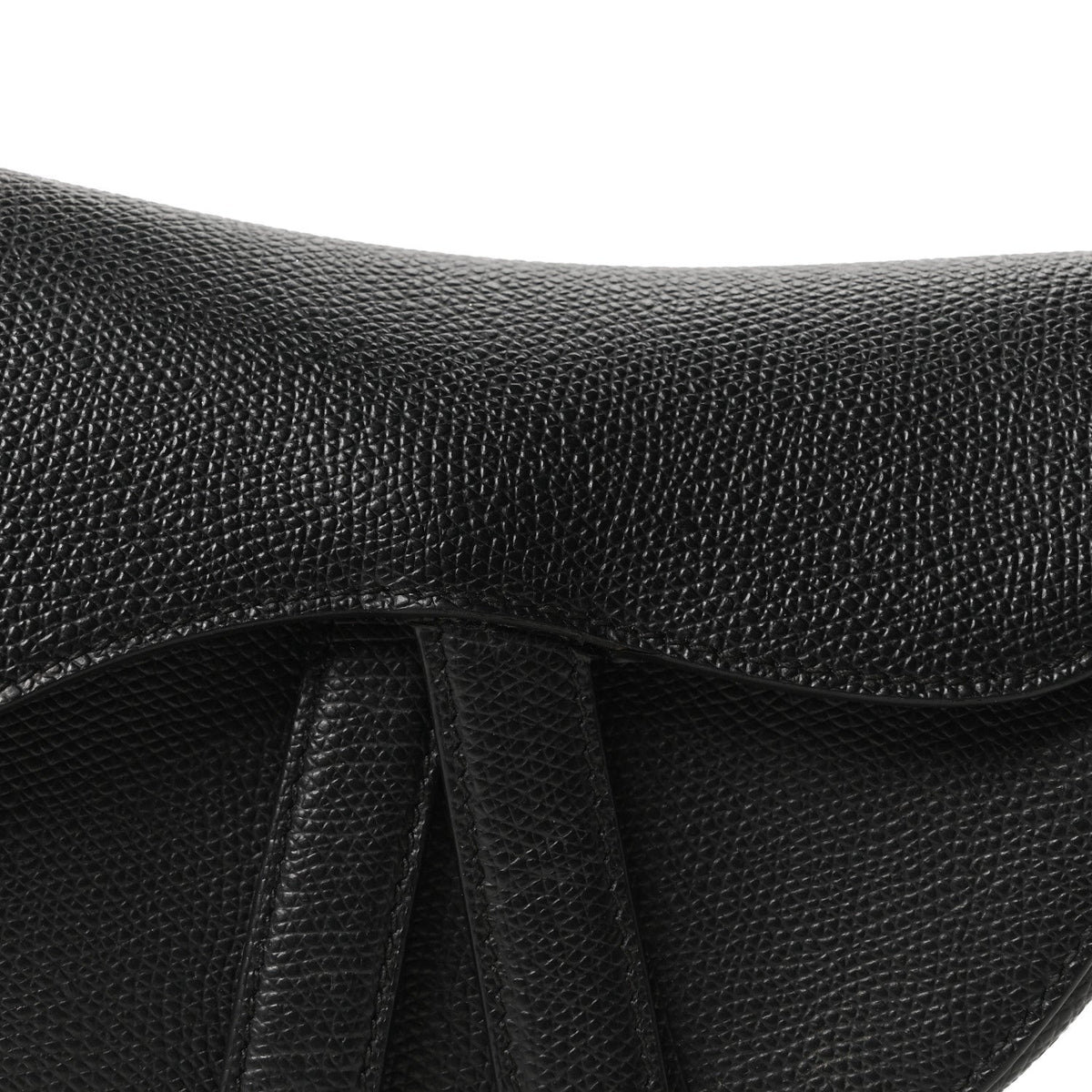 Grained Calfskin Mini Saddle Bag Black