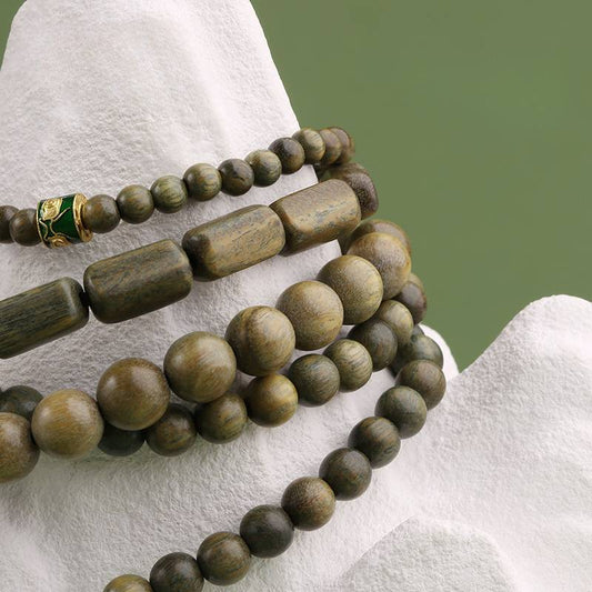 Potala Palace Green Sandalwood Bracelet Women'S Buddha Beads Rosary Plate Play Wooden Unpopular Bracelet Men Women