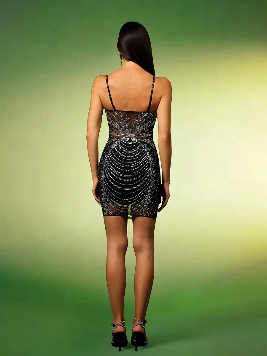 Elowen V-Neck Diamond Bandage Mini Dress
