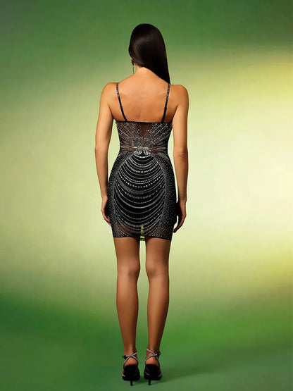 Elowen V-Neck Diamond Bandage Mini Dress