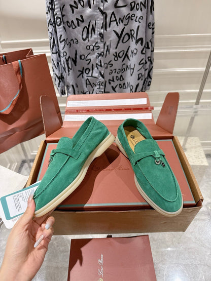 LP Summer Charms Walk Loafers Light Teal Green Suede 565855
