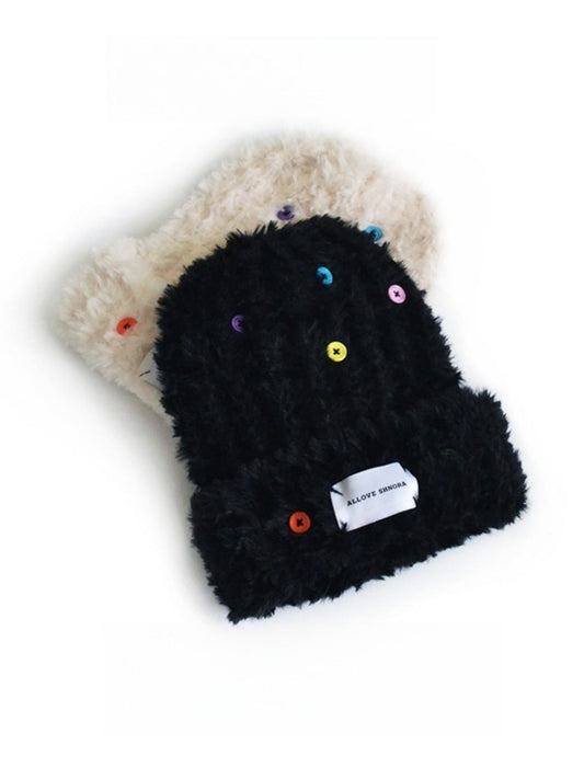 Haila - Colorful Button Knitted Earflap Beanie
