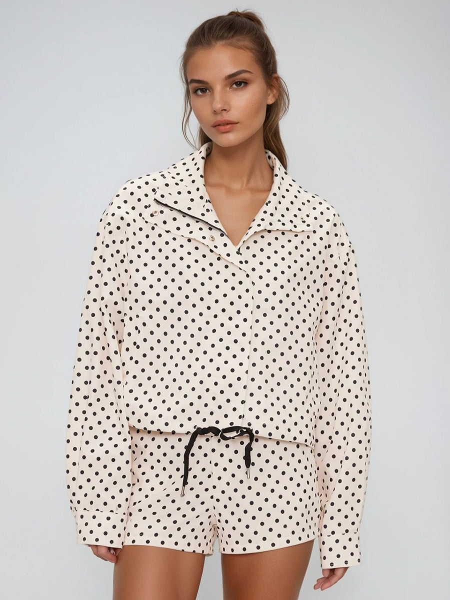 Cecelia Lapel Dot Pants Set