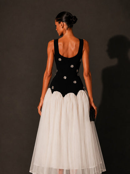 Serenity 3D Floral Mesh Sleeveless Midi Dress