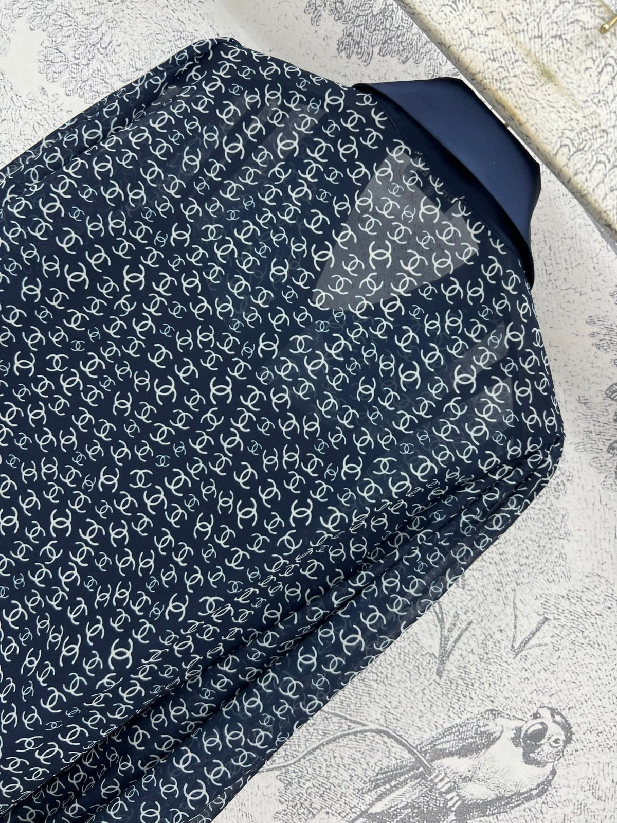CC 25 Full-printed Logo Two-piece Shirt Dark Blue Polyester Fiber