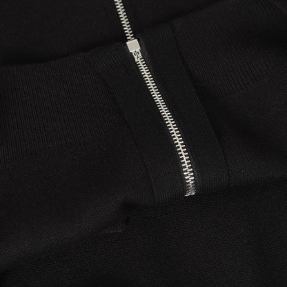 LV Leather Knit Wool Zip-Up Jacket 494212