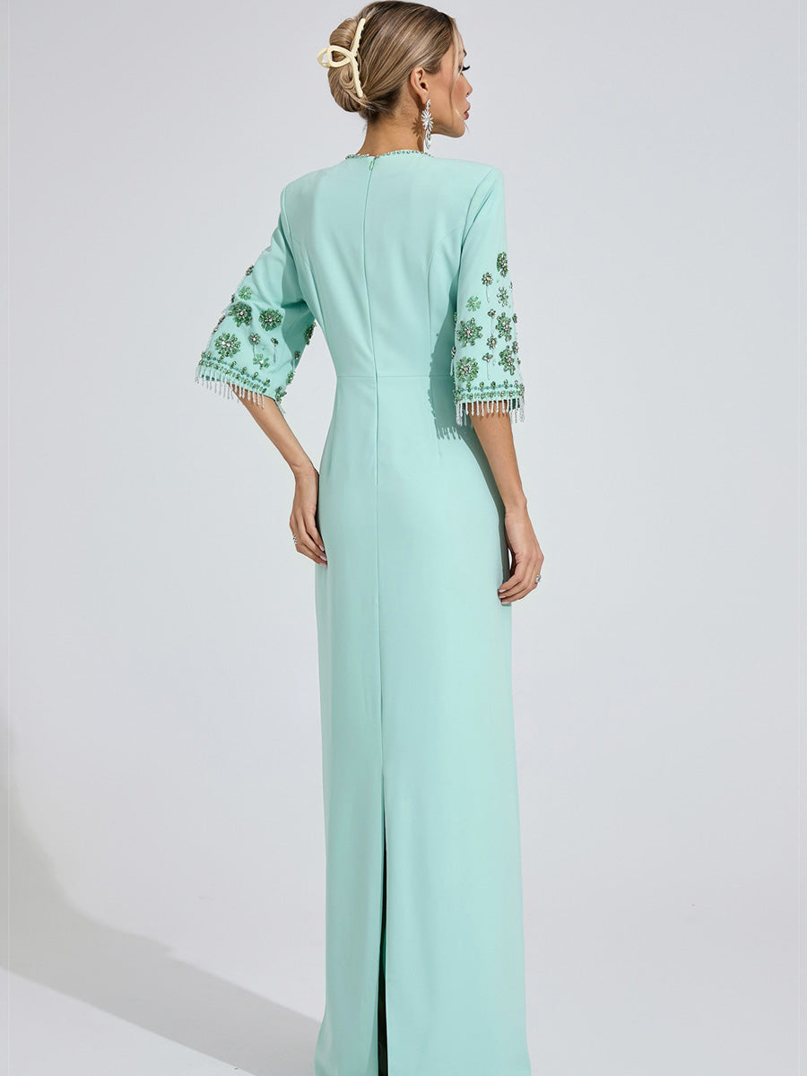 Roxana Mint Green Beaded Maxi Dress