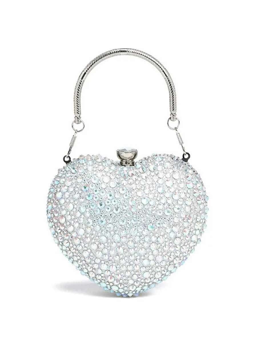 Gracelyn Heart Shaped Rhinestone Clutch Purse