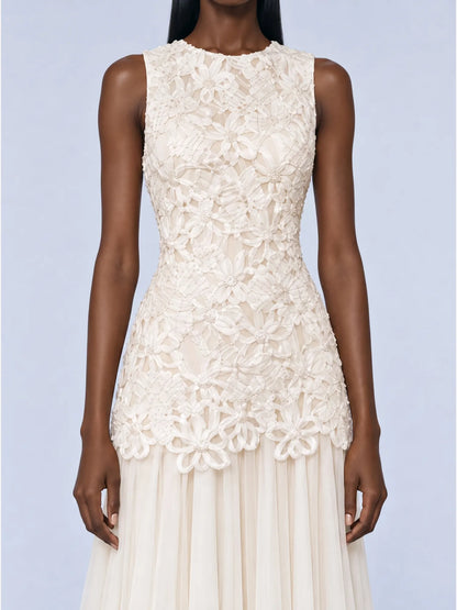 Emma Openwork Lace Crochet Mesh Maxi Dress