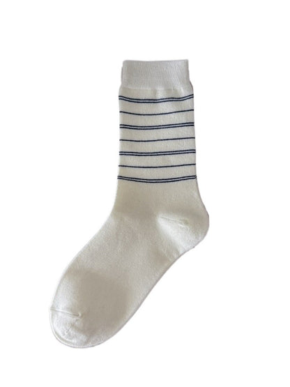 Rufia - White Mid-calf Socks with Various Patterns – 7 Options