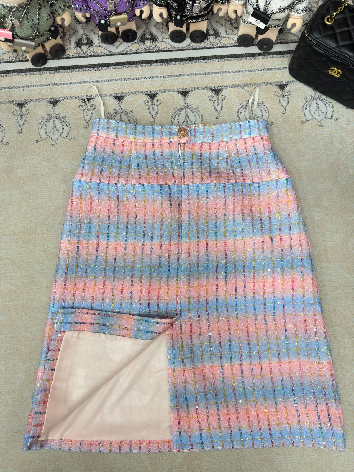 CC Tweed Skirt Blue Pink Lanie Wool Polyamide 251953