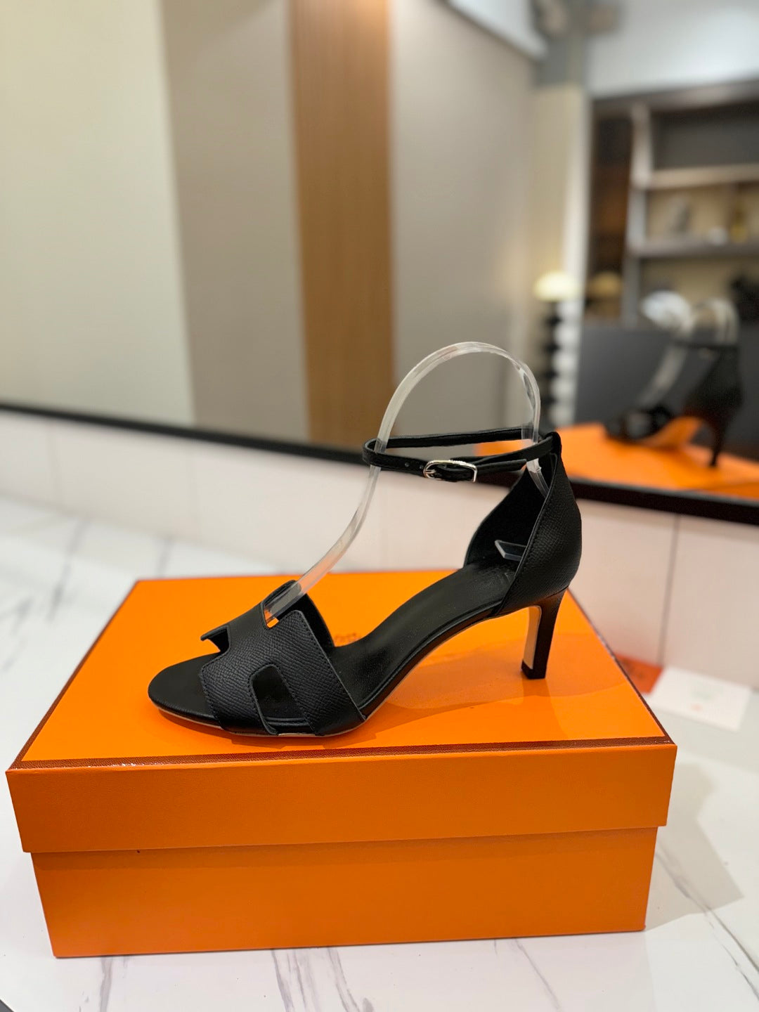 HM Joy 65mm Heeled Sandals Black Cowhide 294914