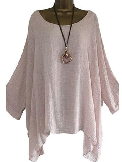 Irregular Sleeves And Hem Blouse Fashion Solid Color O-Neck Casual Jacket