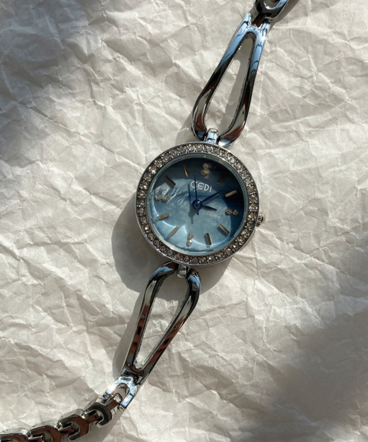 Novelty Blue Alloy Zircon Quartz Movement Watches
