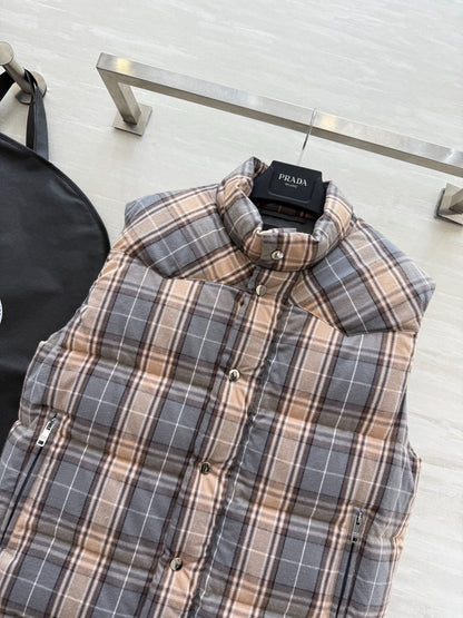 PRADA 25S PLAID DOWN VEST 512