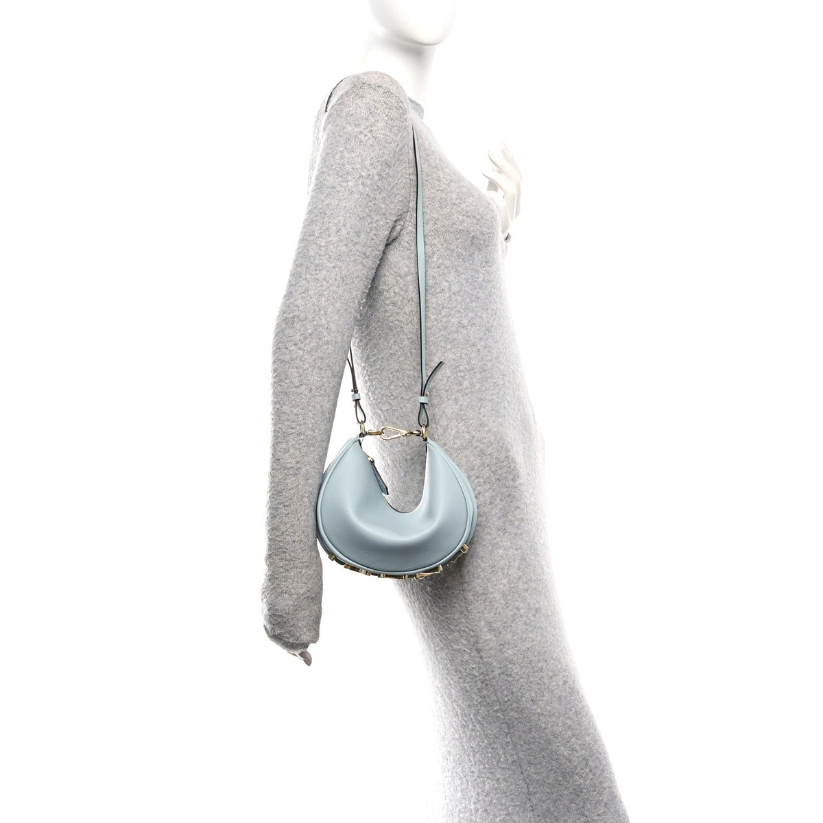 Vitello Grace Matte Mini Fendigraphy Hobo Bag Anice