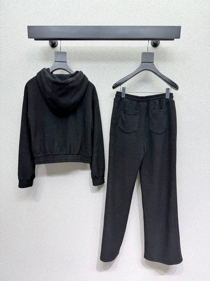 Prada Set Hooded Black Fleece 340651