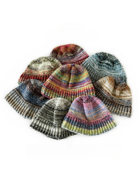 Haila - Winter Vintage Striped Color-Blend Knitted Beanie