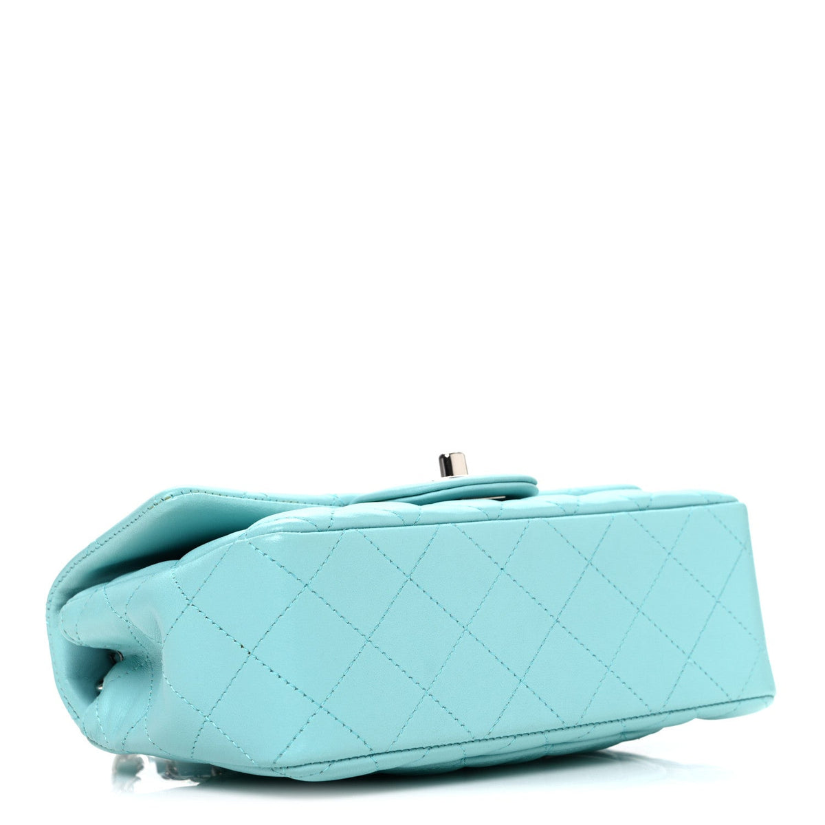 Lambskin Quilted Mini Rectangular Flap Light Blue