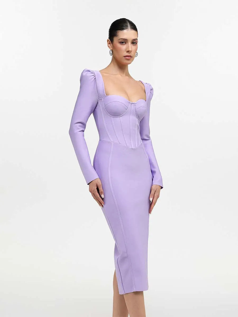 Isadora Bandage Midi Dress In Purple