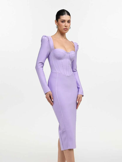 Isadora Bandage Midi Dress In Purple