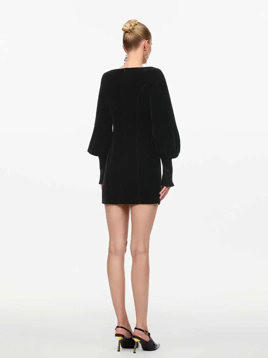 Ada Vintage Mini Dress In Black