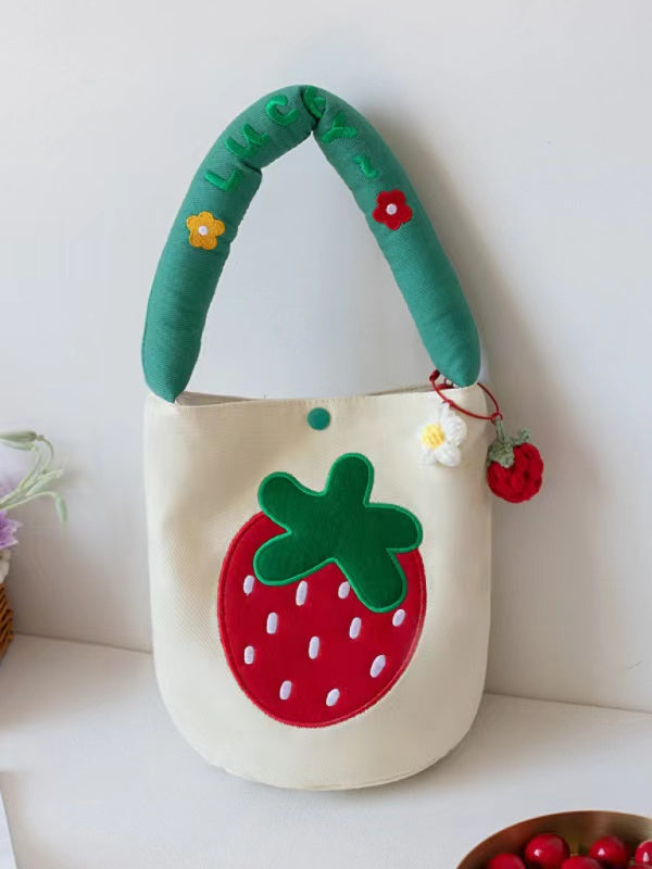 Cartoon Strawberry Bucket Bag