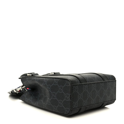 GG Supreme Monogram Appia Calfskin Web Mini Tote Bag Black
