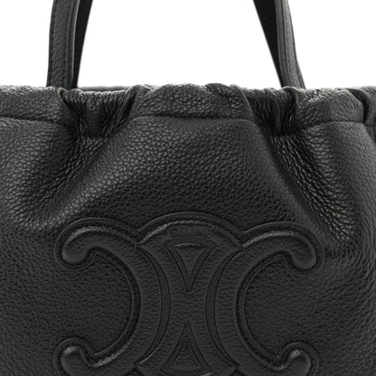 Calfskin Cuir Small Triomphe Cabas Drawstring Black