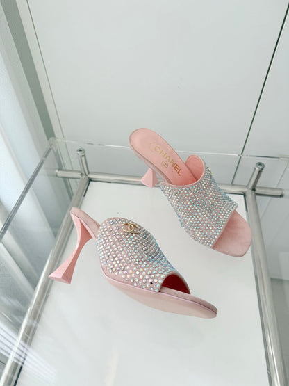 CC 26 Sandal 90 Pink Rhinstone Deer Hide 597376