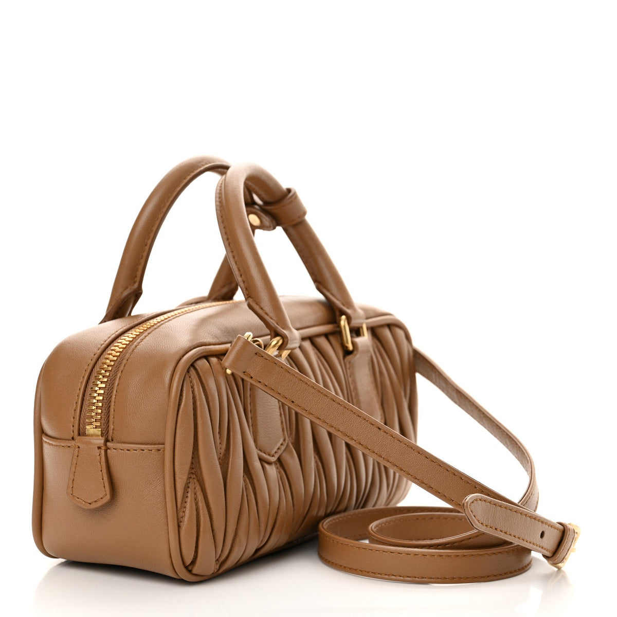 Nappa Matelasse Regular Arcadie Top Handle Bag Caramel