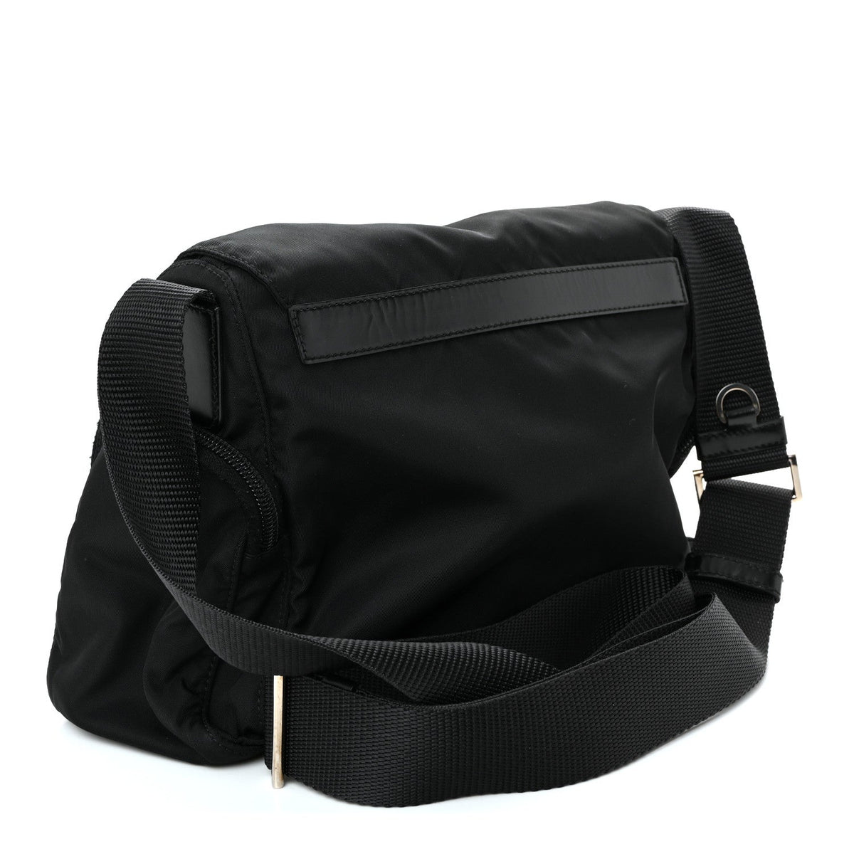 Nylon Vela Saffiano Single Buckle Messenger Shoulder Bag Black