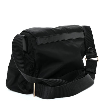 Nylon Vela Saffiano Single Buckle Messenger Shoulder Bag Black