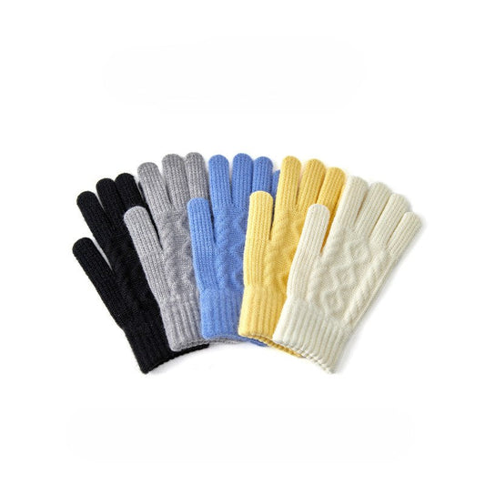 Candy Color Simple Twist Knit Gloves