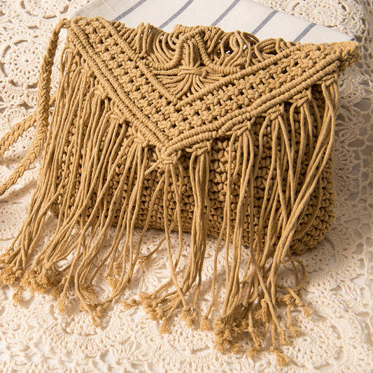 Crochet Market Bag Fringe Crossbody Bag