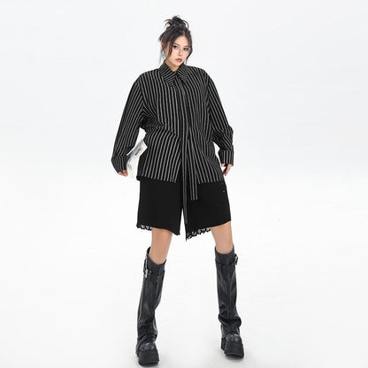Striped Collar Long Sleeve Shirt