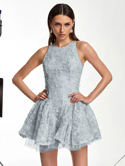 Aria Sequin Floral Tulle Mini Dress