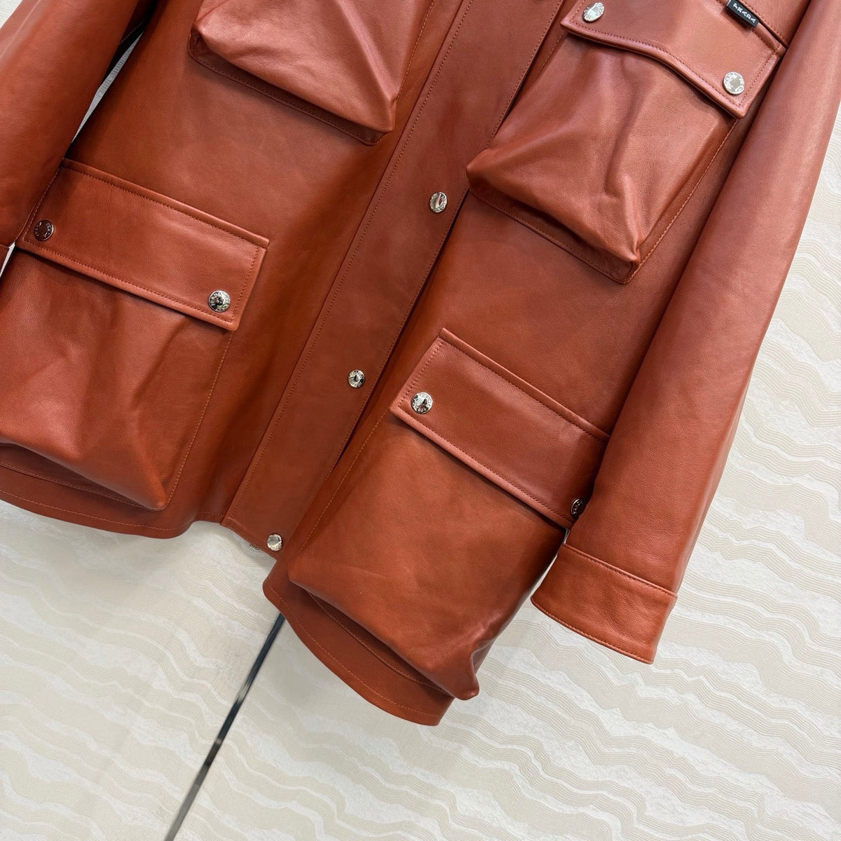 Prada 26S Biker Jacket Long Camel Leather Lambskin 341248