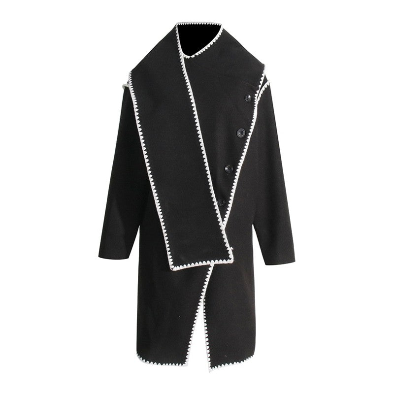 Long Sleeve Single Breasted Irregular  Casual Loose Cape Outerwear