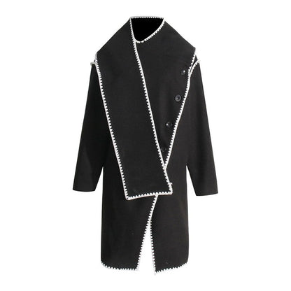 Long Sleeve Single Breasted Irregular  Casual Loose Cape Outerwear