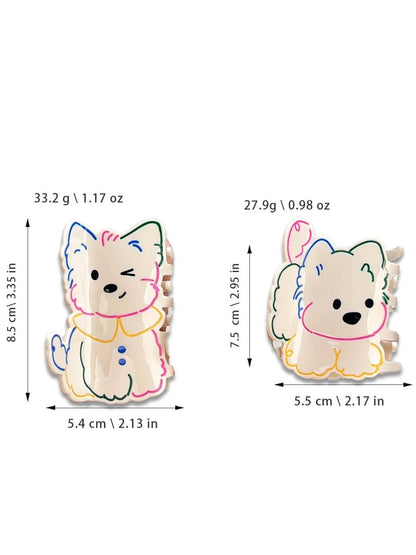 Clio - White Westie Dog-Shaped Hair Clips
