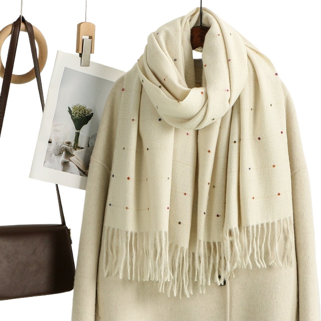 Sscarvii - Polka Dots Tassel Winter Scarf