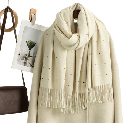 Sscarvii - Polka Dots Tassel Winter Scarf