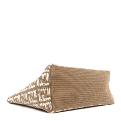 Cashmere Knit FF Large Shopper Tote Cammello