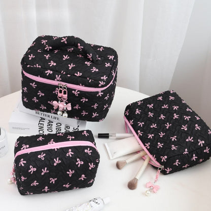 Bow Print Large Capacity Sweet Make Up Bag