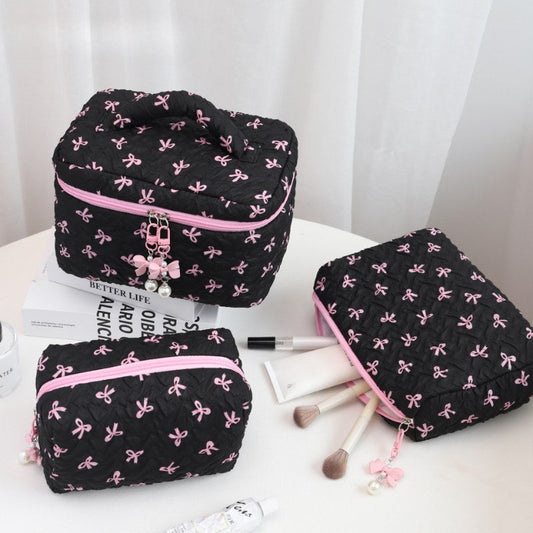 Bow Print Large Capacity Sweet Make Up Bag