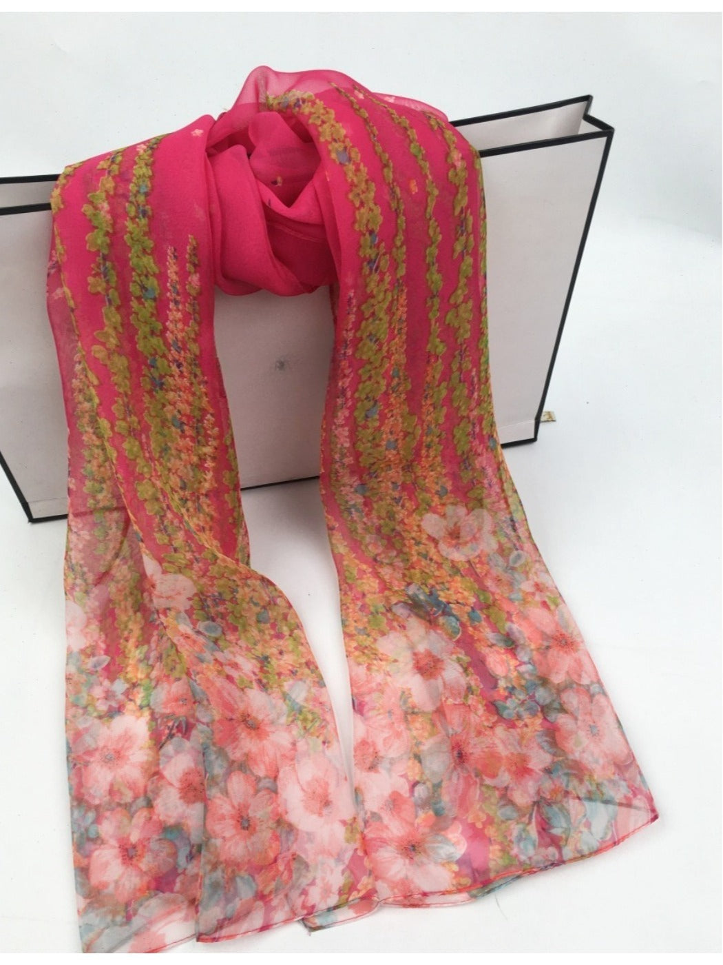 Scarvii - Floral Print Scarf - Lightweight &amp; Elegant