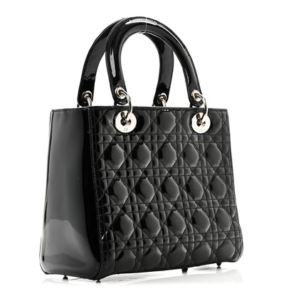 Patent Cannage Medium Lady Dior Black